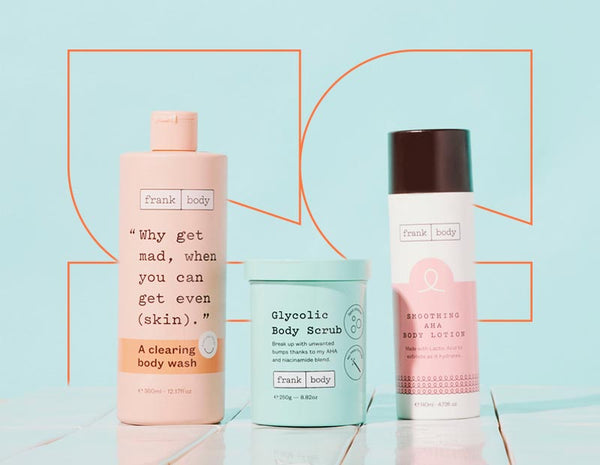 Frank Body skincare and body care products for exfoliating, hydrating and supporting smoother-looking skin