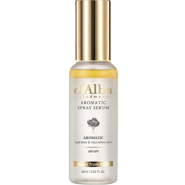 d'Alba aromatic spray serum bottle on a white background