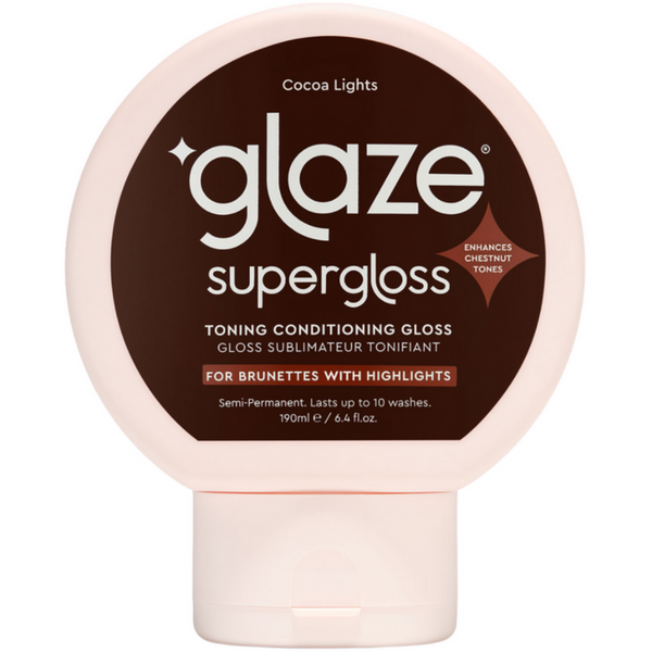 Glaze supergloss hair product container on a white background