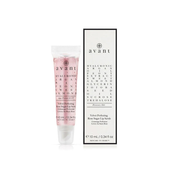 Avant Skincare Velvet Perfecting Rose Sugar Lip Scrub and packaging