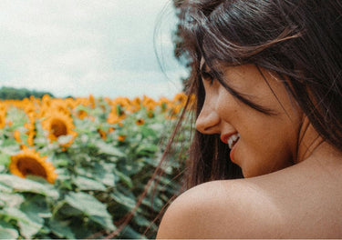 lady in a sunflower field