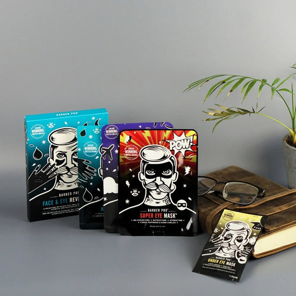 BARBER PRO men's skincare collection featuring hydrating face masks, beard care and professional grooming essentials for healthier-looking skin.
