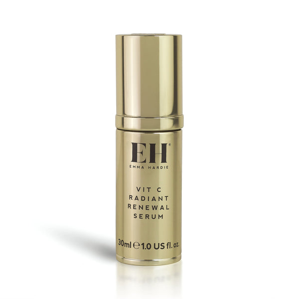 Emma Hardie Vit C Radiant Renewal Serum gold bottle on a white background