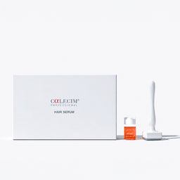COLLECIM Professional Hair Serum kit featuring a white outer box, a small orange serum bottle, and a white applicator wand on a clean white background.
