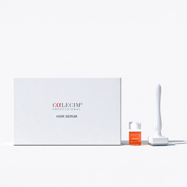 COLLECIM Professional Hair Serum kit featuring a white outer box, a small orange serum bottle, and a white applicator wand on a clean white background.