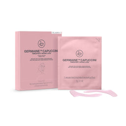 Pink packaging for Germaine de Capuccini Twisted Natural Loss face patches, showing the outer box, individual sachet, and two pink patch pieces on a white background.