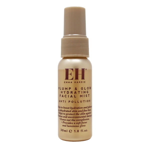 Emma Hardie plump and glow hydrating facial mist bottle on a white background