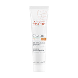 A 40 ml squeeze tube of Avene Cicalfate+ Repairing Protective Cream SPF 50+ on a solid white background.