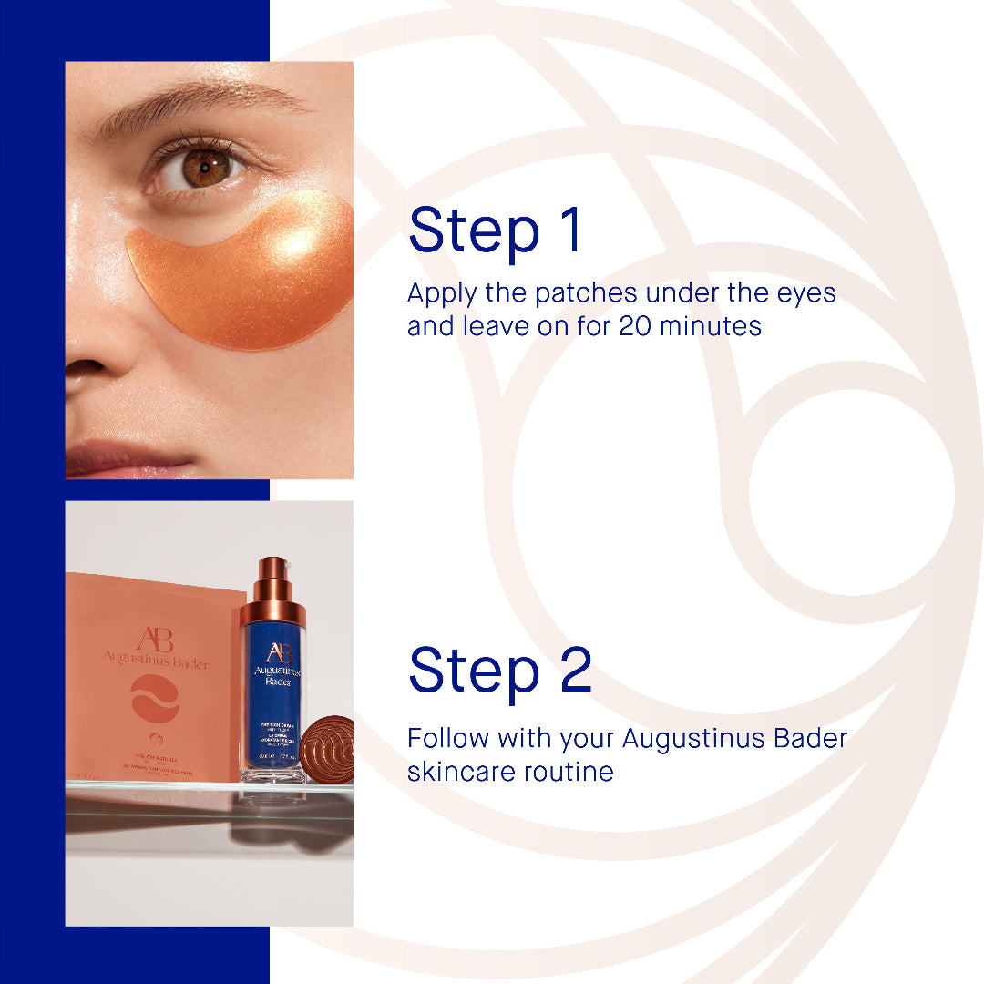 Skincare product instructions with a close-up of a face and product packaging.