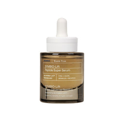 A bottle of HOBOS SymBio-Lift Peptide Super Serum in a dark amber glass dropper bottle with a white cap, on a solid white background.