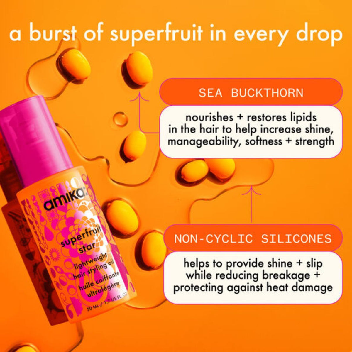 Amika Superfruit Star Lightweight Hair Styling Oil 50ml
