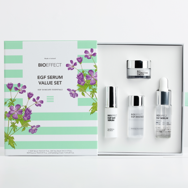 Bioeffect EGF Serum value set with packaging on a white background