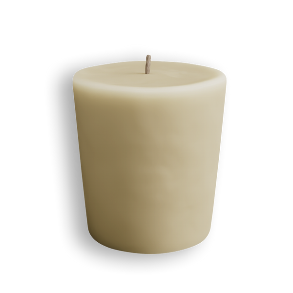 Beige candle on a white background