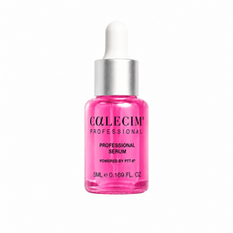 A 5ml dropper bottle of Collecim Professional PT-4 Serum, featuring a vibrant pink liquid inside a clear glass bottle with a silver dropper cap, set against a plain white background.
