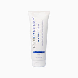 Tube of Skin Hydroxy BHA Body Scrub on a white background