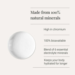 Product with text highlighting natural minerals and health benefits on a white background