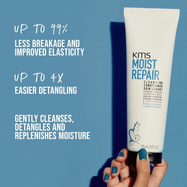 KMS Moist Repair conditioner tube with text on a blue background