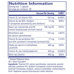 Nutrition information label for a supplement capsule with detailed vitamin and mineral content.