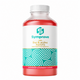 A bottle of Symprove daily live & active bacteria water based food supplement, strawberry & raspberry flavour. The bottle is clear plastic showing a vibrant red liquid inside, topped with a white ribbed cap.