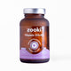 A brown amber bottle of Zooki Vitamin D3+K2 dietary supplement with a silver cap and a purple label accent, shown on a clean white background.