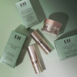 Full range of Emma Hardie Midas Touch products and boxes on a light green background
