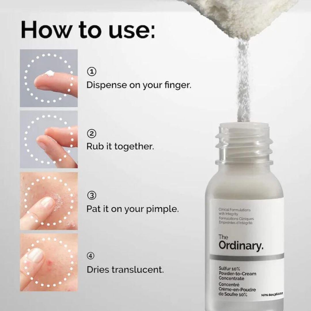 Instructions on how to use a skincare product with a bottle labeled 'The Ordinary'.
