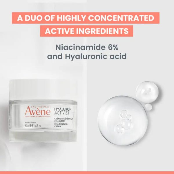 Avene skincare product with text about active ingredients on a white background