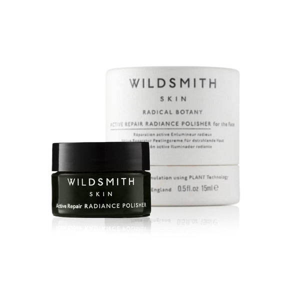 Dark green Wildsmith Skin Active Repair Radiance Polisher 15ml with white box