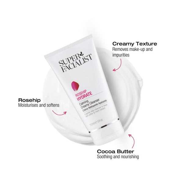 Infographic of Creamy Cleanser highlighting the product benefits